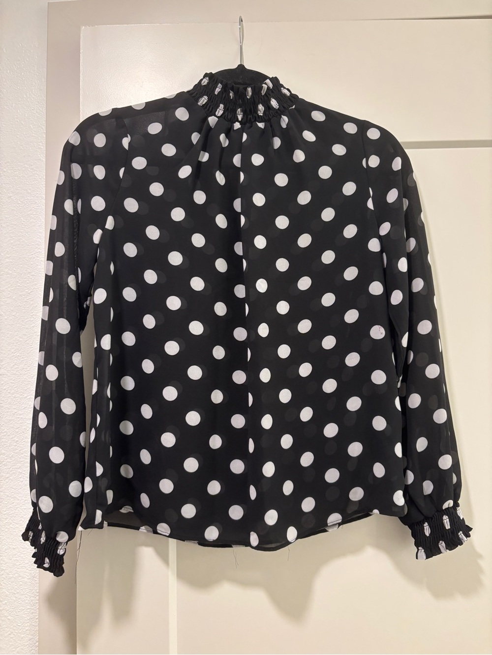 Black & White Polka Dot Long Sleeve Blouse